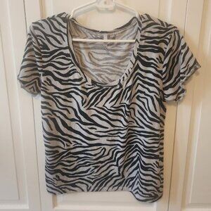 XCVI Wearables Zebra Print Ruched Top - Effortlessly Chic!